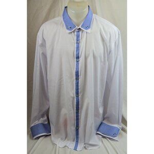 Mens Oakridge White & Blue Button Down Long Sleeve Shirt  - XXL